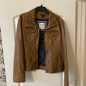 Camel colored leather jacket